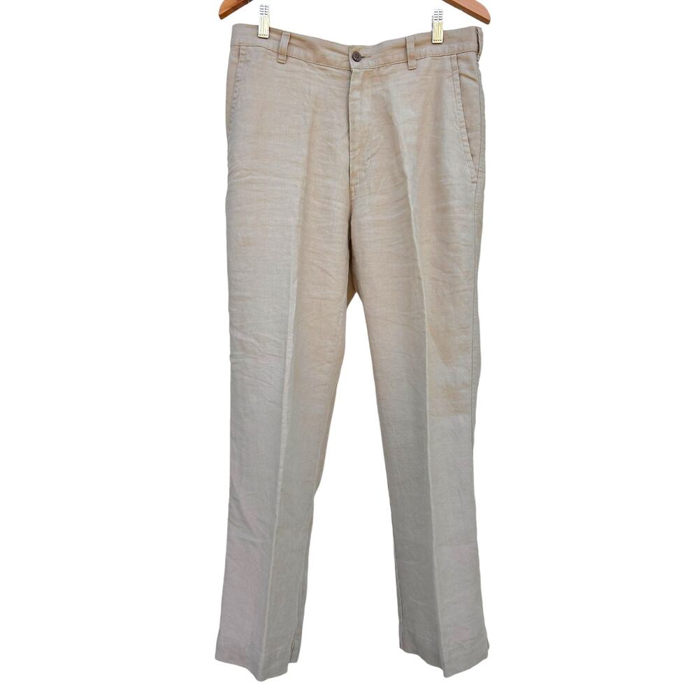 Jos. A Bank 100% Linen Pants Tan Men's 32 x 29 Lightweight Natural Fiber Clothes